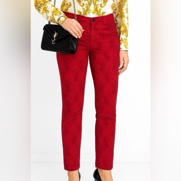 NWT Liverpool Women's Red Lace Floral Print Sadie Straight Leg Jeans Size 12 - Picture 1 of 13